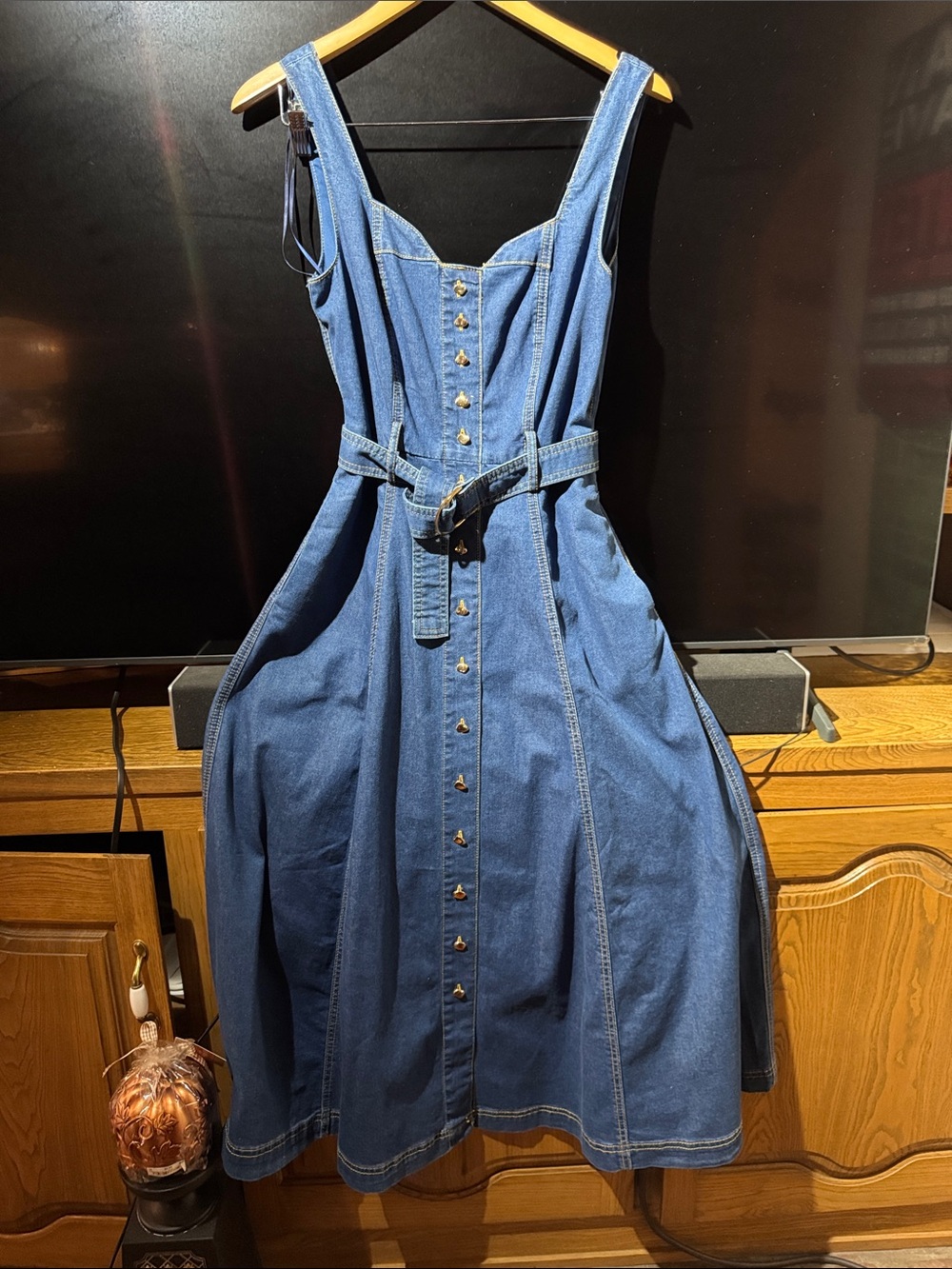 Jason Wu Blue Denim Button-Front Midi Dress with Belt